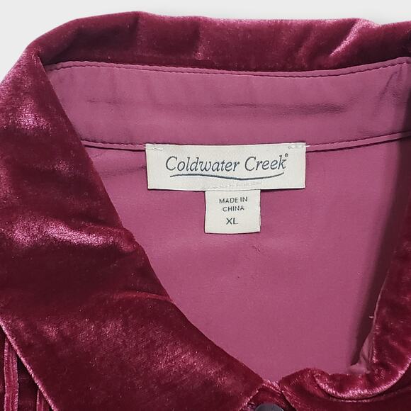Coldwater Creek Velvet Pintuck Popover Tunic Top Burgundy Sz XL Collared - Picture 6 of 12